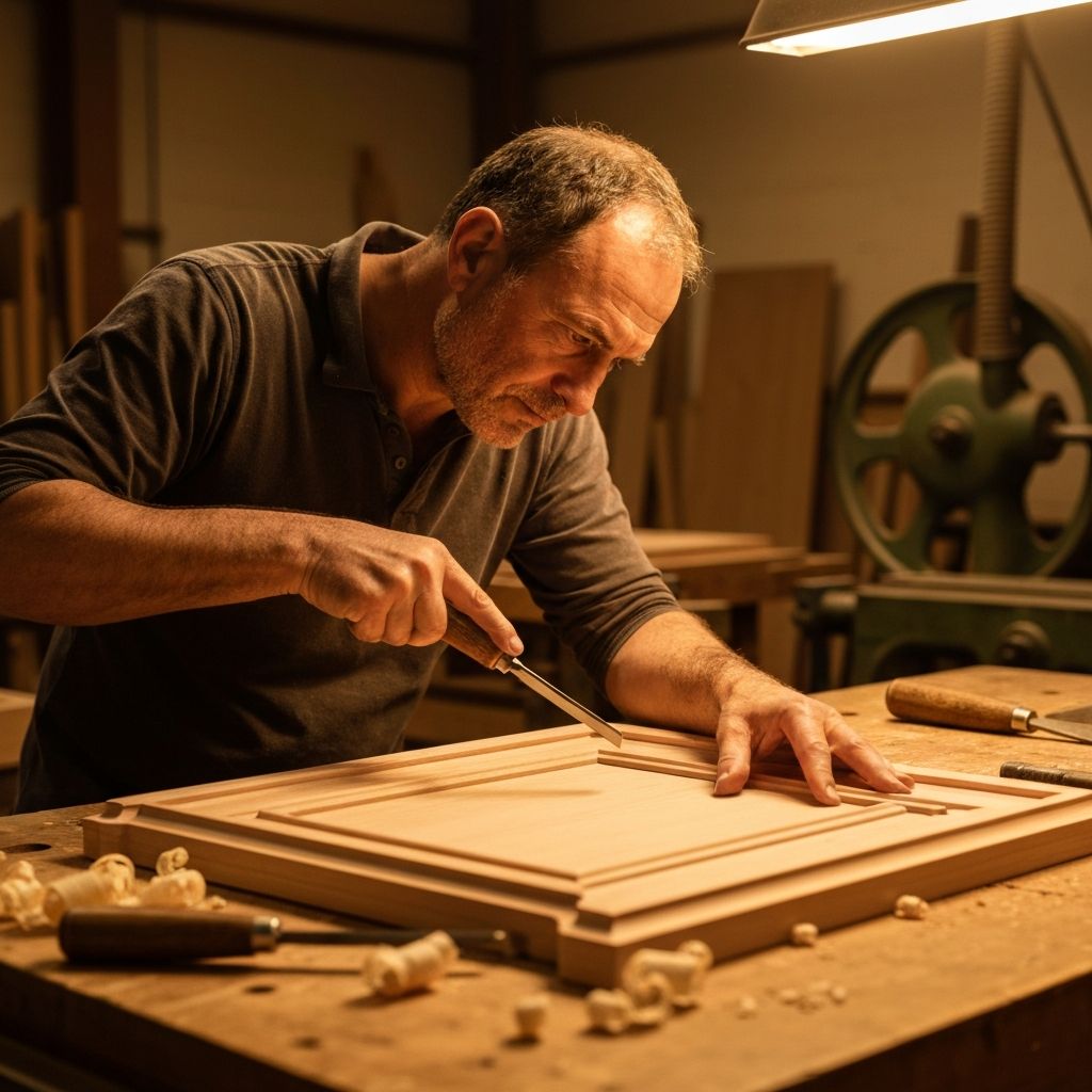Craftsman working on custom cabinetry